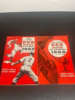 The Little Red Book of Baseball 1966 & 1967 Vintage Annual Editions - Red Covers